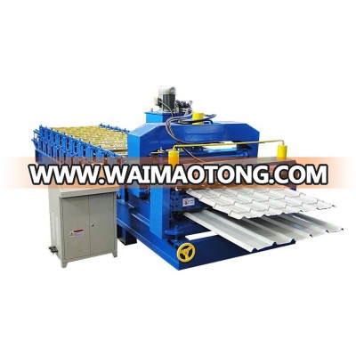 metal roof tile and glazed tile double deck roll forming machine manufacturer